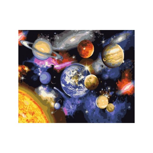 Maľovanie podľa čísiel Paráda Planét 40x50 Plátno + Farby + Štetce