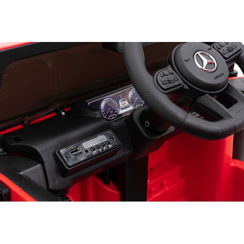 Mercedes AMG G63 pre deti Červený + Ovládač + MP3 LED + Pomalý štart + EVA + Pásy