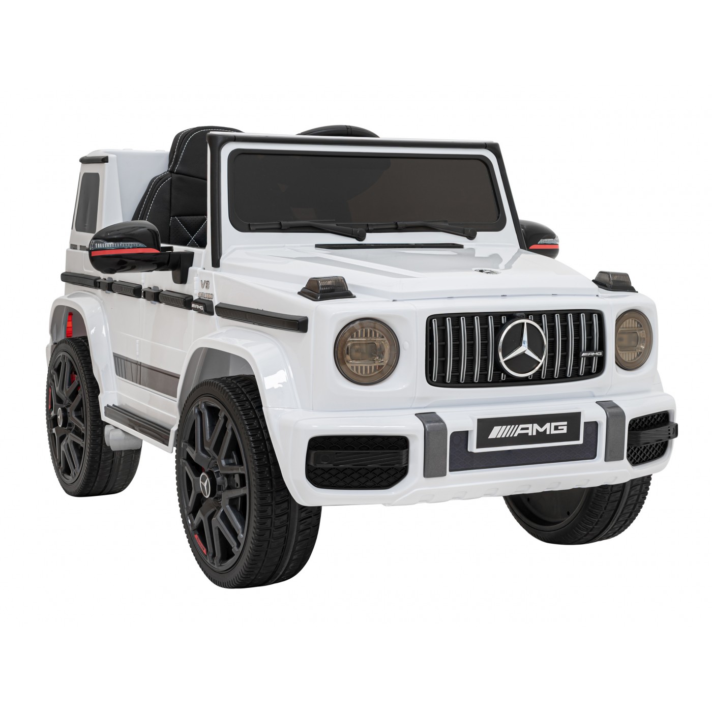 Mercedes AMG G63 pre deti Biely + Ovládač + MP3 LED + Pomalý štart + EVA + Pásy