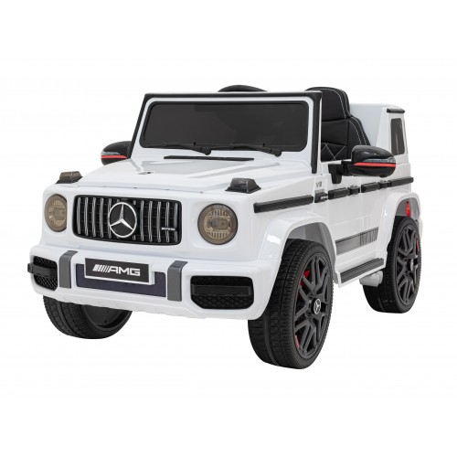 Mercedes AMG G63 pre deti Biely + Ovládač + MP3 LED + Pomalý štart + EVA + Pásy