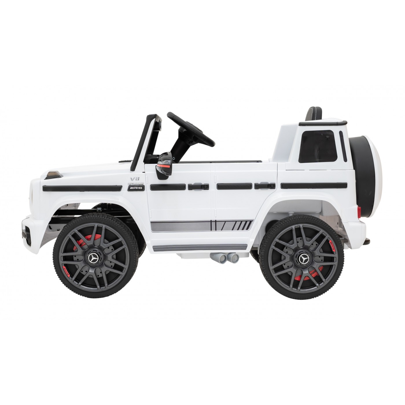 Mercedes AMG G63 pre deti Biely + Ovládač + MP3 LED + Pomalý štart + EVA + Pásy