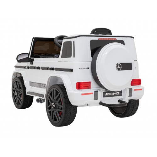 Mercedes AMG G63 pre deti Biely + Ovládač + MP3 LED + Pomalý štart + EVA + Pásy