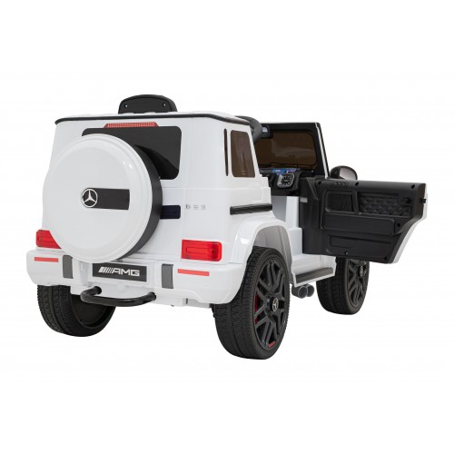 Mercedes AMG G63 pre deti Biely + Ovládač + MP3 LED + Pomalý štart + EVA + Pásy