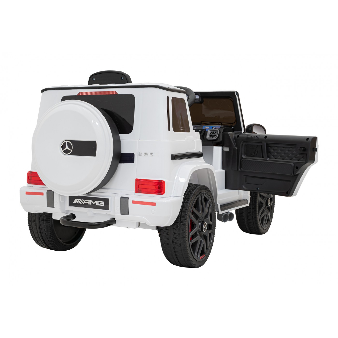 Mercedes AMG G63 pre deti Biely + Ovládač + MP3 LED + Pomalý štart + EVA + Pásy