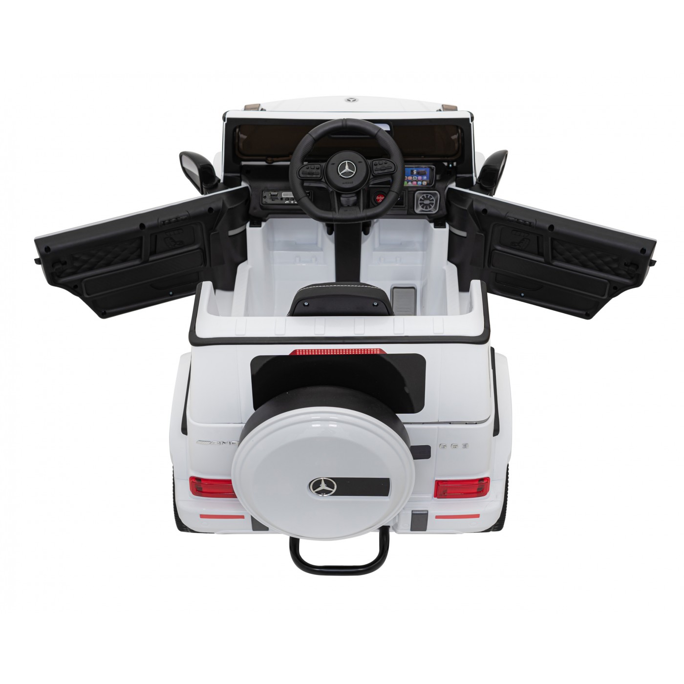 Mercedes AMG G63 pre deti Biely + Ovládač + MP3 LED + Pomalý štart + EVA + Pásy