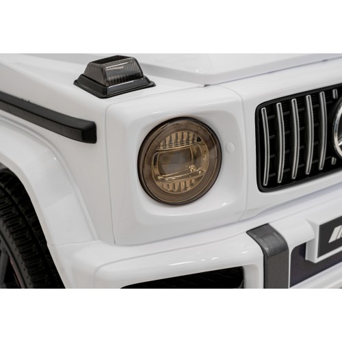 Mercedes AMG G63 pre deti Biely + Ovládač + MP3 LED + Pomalý štart + EVA + Pásy