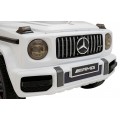 Mercedes AMG G63 pre deti Biely + Ovládač + MP3 LED + Pomalý štart + EVA + Pásy