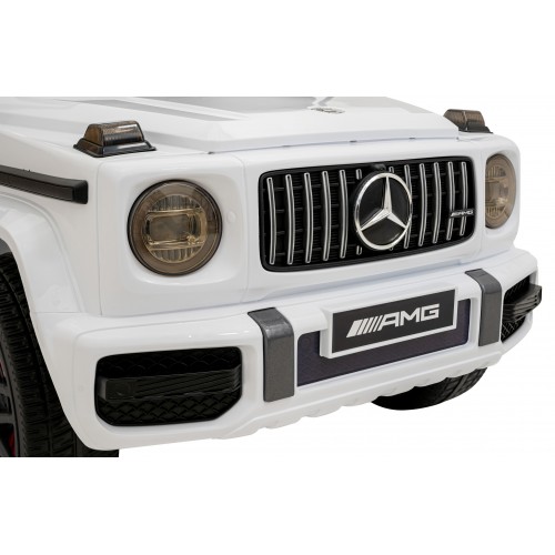 Mercedes AMG G63 pre deti Biely + Ovládač + MP3 LED + Pomalý štart + EVA + Pásy