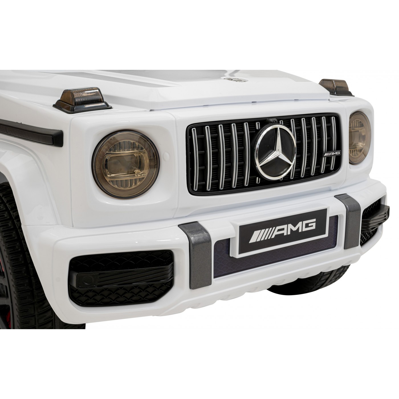 Mercedes AMG G63 pre deti Biely + Ovládač + MP3 LED + Pomalý štart + EVA + Pásy