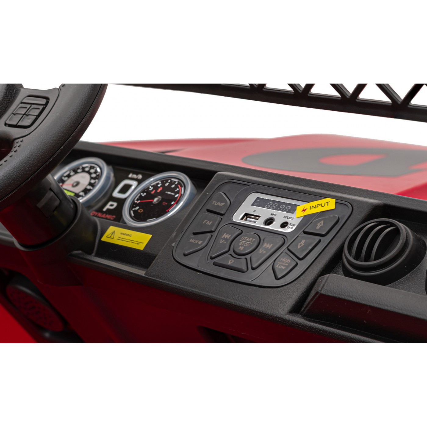 Terénne autíčko Geoland Power pre 2 deti Červené + Ovládač + Motory 2x200W + Batožinový priestor + Rádio MP3 + LED