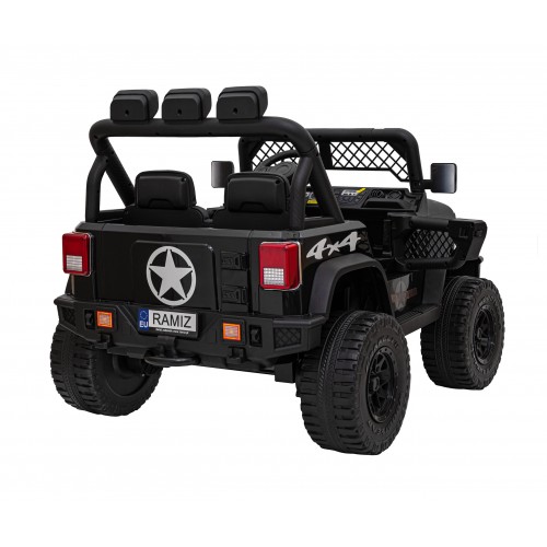 Terénne autíčko Geoland Power pre 2 deti Čierne + Ovládač + Motory 2x200W + Batožinový priestor + Rádio MP3 + LED