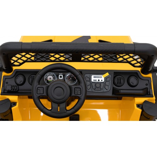 Terénne autíčko Geoland Power pre 2 deti Žlté + Ovládač + Motory 2x200W + Batožinový priestor + Rádio MP3 + LED