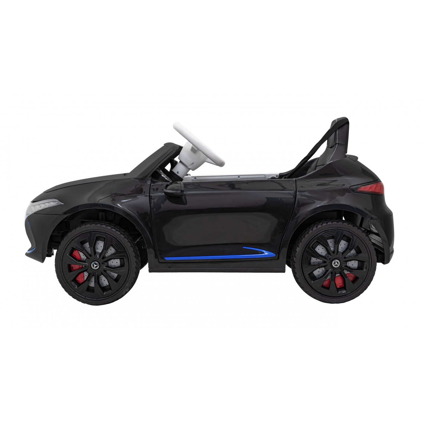 Mercedes Benz AMG EQA pre deti Čierny + Ovládač + 5-bodové pásy + EVA + Displej MP3 + LED