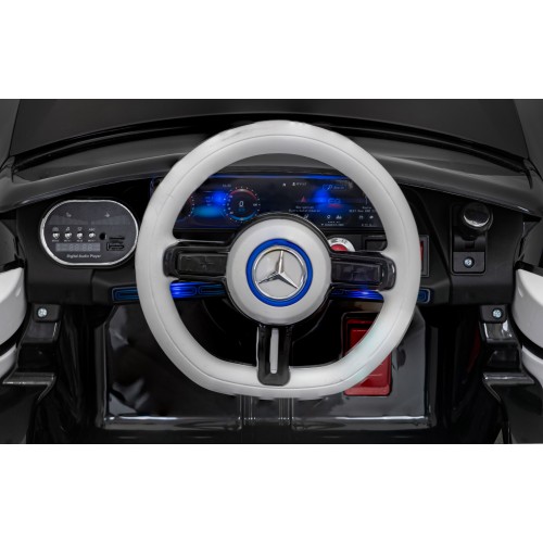 Mercedes Benz AMG EQA pre deti Čierny + Ovládač + 5-bodové pásy + EVA + Displej MP3 + LED