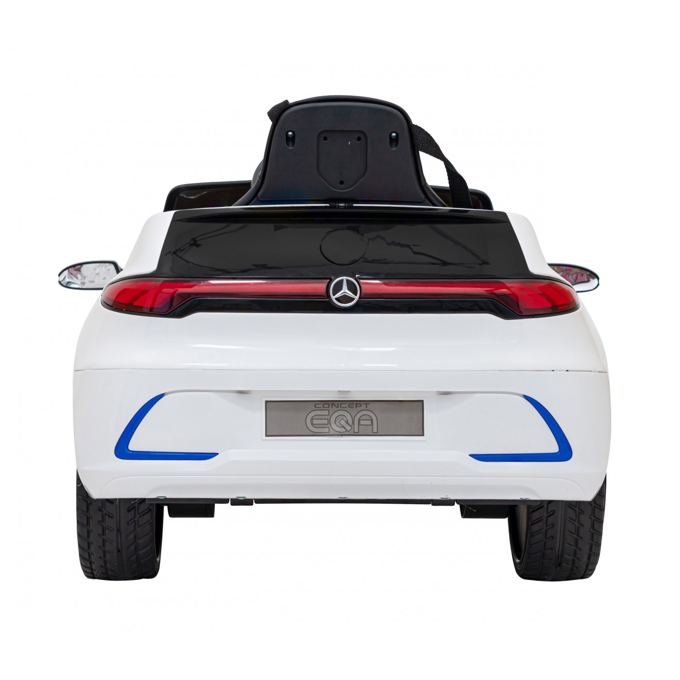Mercedes Benz AMG EQA pre deti Biely + Ovládač + 5-bodové pásy + EVA + Displej MP3 + LED