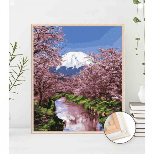 Maľovanie podľa čísiel Kvitnúca Sakura 40x50 Plátno + Farby + Štetce