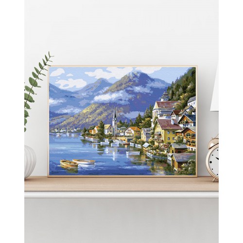 Maľovanie podľa čísiel Malebné Rakúsko 40x50 Plátno + Farby + Štetce