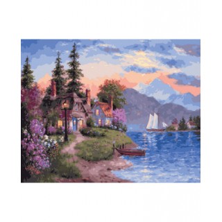 Maľovanie podľa čísiel Pri Jazere 40x50 Plátno + Farby + Štetce