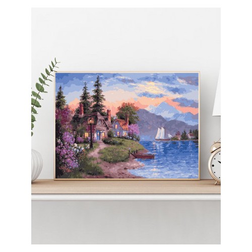 Maľovanie podľa čísiel Pri Jazere 40x50 Plátno + Farby + Štetce