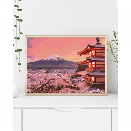 Maľovanie podľa čísiel Ružový Výhľad 40x50 Plátno + Farby + Štetce