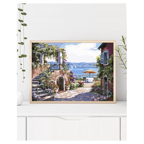 Maľovanie podľa čísiel Toskánska Terasa 40x50 Plátno + Farby + Štetce