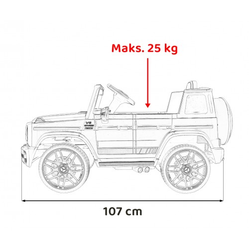 Mercedes AMG G63 pre deti Biely + Ovládač + MP3 LED + Pomalý štart + EVA + Pásy