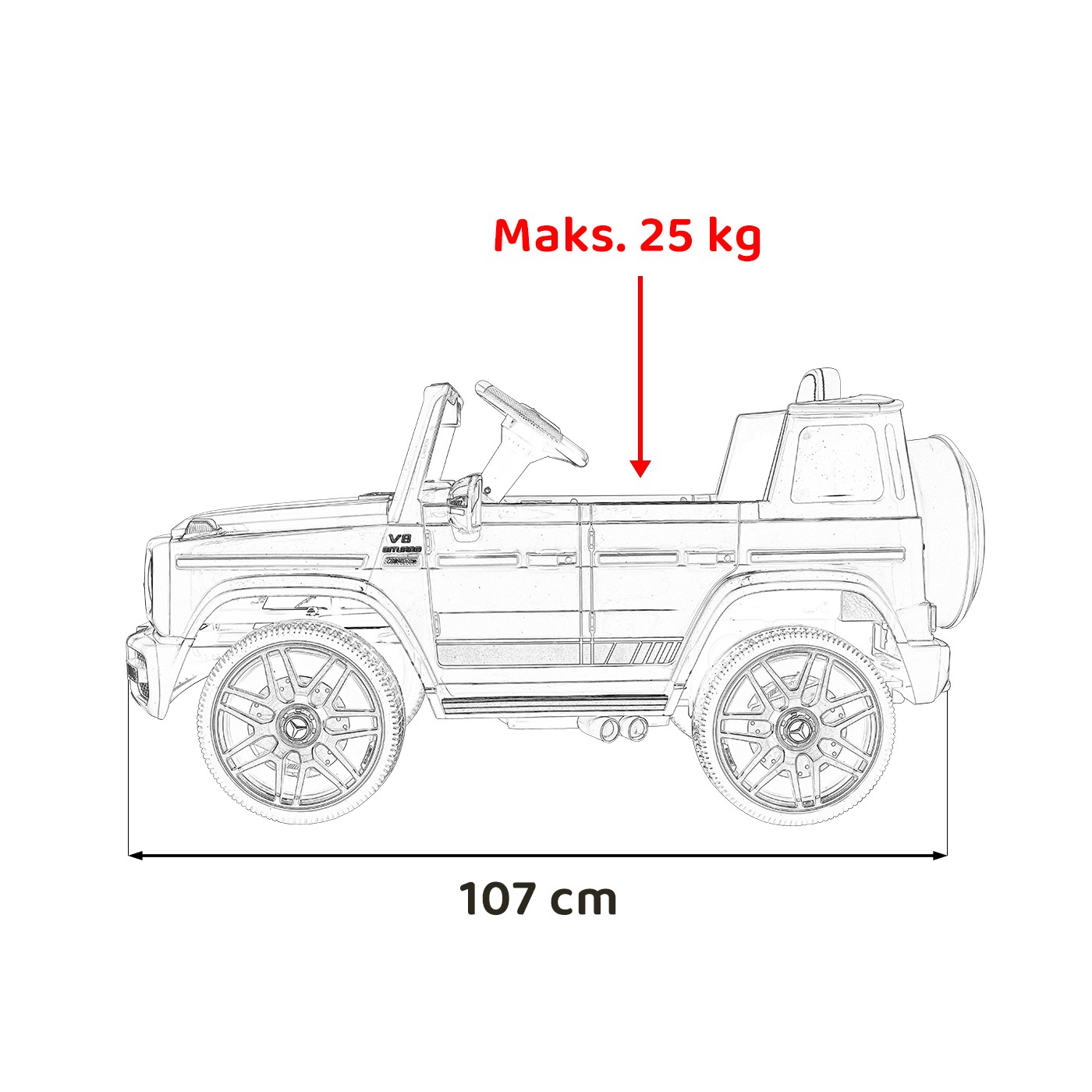 Mercedes AMG G63 pre deti Červený + Ovládač + MP3 LED + Pomalý štart + EVA + Pásy