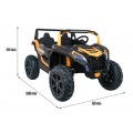 Buggy ATV Strong Racing pre 2 deti Zlatý + Bezkefkový motor + Nafukovacie kolesá + Audio LED