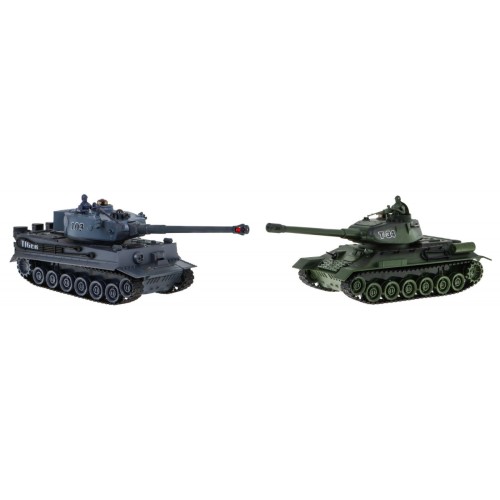 Diaľkovo ovládané 2 tanky T-34 vs Tiger pre deti 3+ Strieľajúce modely 1:28 + Veľká Bitka Tankov + Zvuky Svetlá