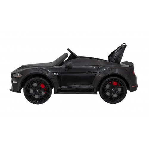 Auto Ford Mustang GT na batériu pre deti Čierny + Regulácia sedadla + Audio LED + EVA + Pomalý štart