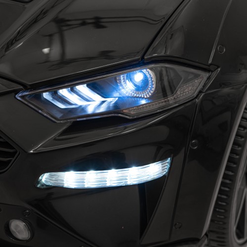 Auto Ford Mustang GT na batériu pre deti Čierny + Regulácia sedadla + Audio LED + EVA + Pomalý štart