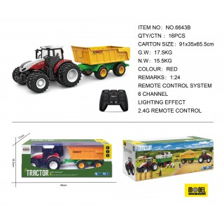 Traktor Červený R/C s Prívesom