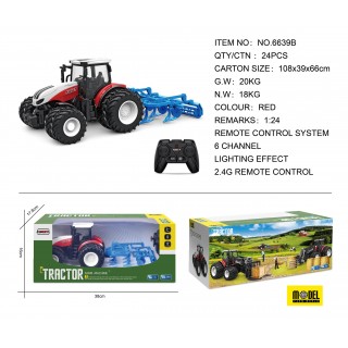 Traktor Červený R/C s Pluhom