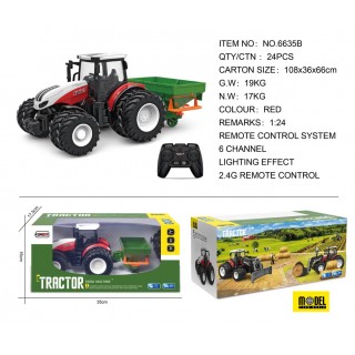 Traktor Červený R/C So Sejačkou