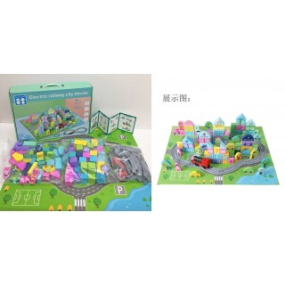 Drevená stavebica Mesto S Vláčikom