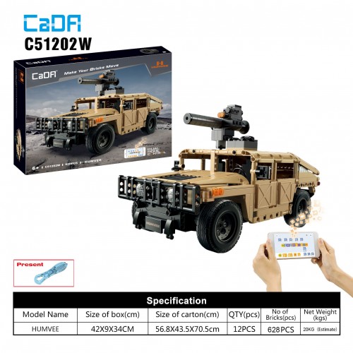 Stavebnica R/C Vojenské Auto 628ks. EE