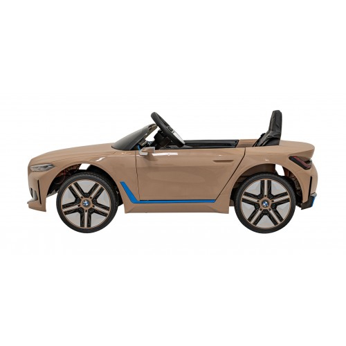 Auto BMW I4 na batériu pre deti Zlaté + Pomalý štart + EVA + Ekokoža + Audio LED + Ovládač