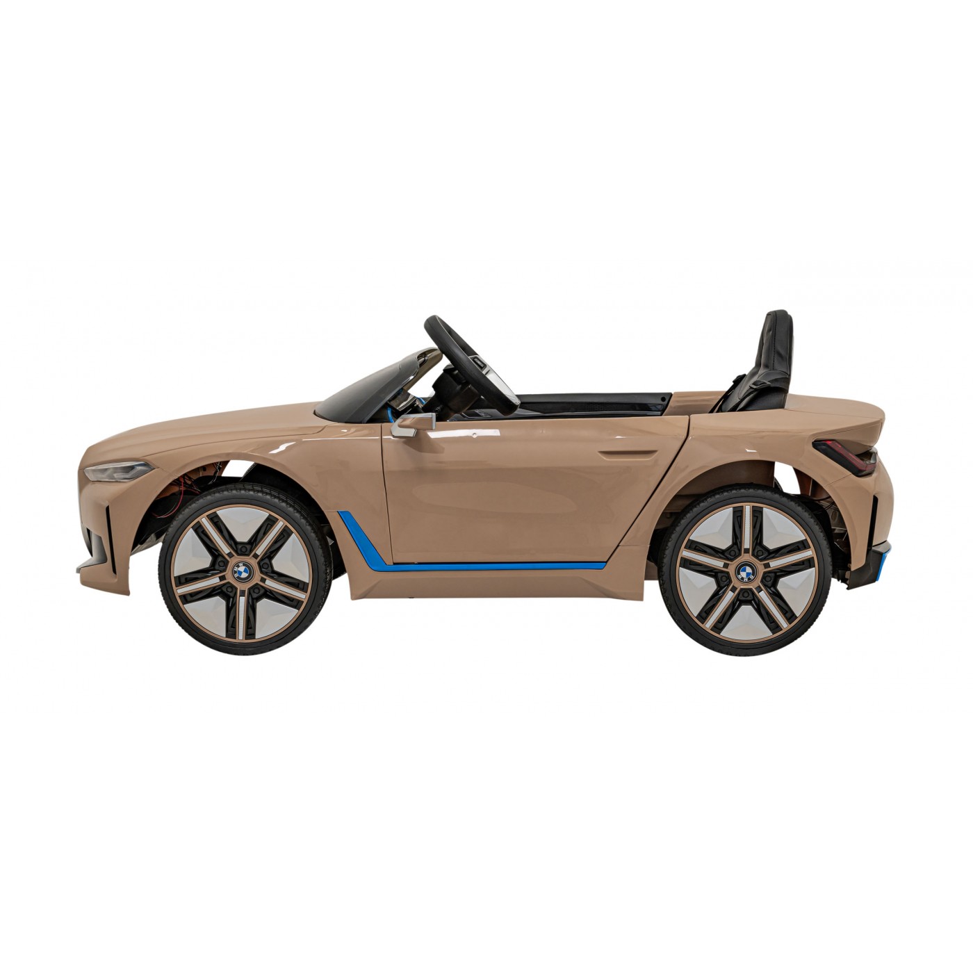 Auto BMW I4 na batériu pre deti Zlaté + Pomalý štart + EVA + Ekokoža + Audio LED + Ovládač