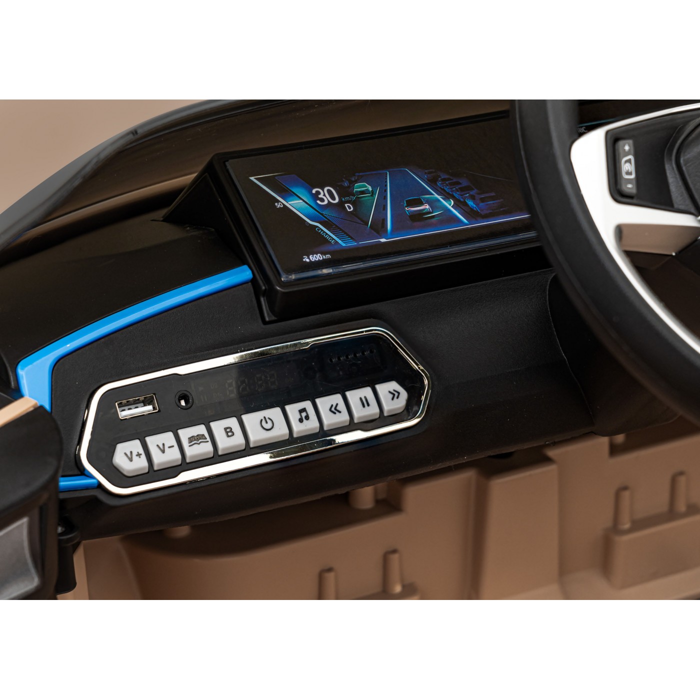 Auto BMW I4 na batériu pre deti Zlaté + Pomalý štart + EVA + Ekokoža + Audio LED + Ovládač