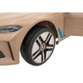 Auto BMW I4 na batériu pre deti Zlaté + Pomalý štart + EVA + Ekokoža + Audio LED + Ovládač
