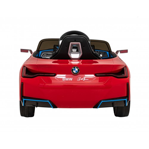 Auto BMW I4 na batériu pre deti Červené + Pomalý štart + EVA + Ekokoža + Audio LED + Ovládač