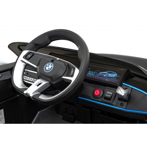 Auto BMW I4 na batériu pre deti Čierne + Pomalý štart + EVA + Ekokoža + Audio LED + Ovládač