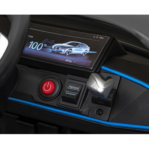 Auto BMW I4 na batériu pre deti Čierne + Pomalý štart + EVA + Ekokoža + Audio LED + Ovládač