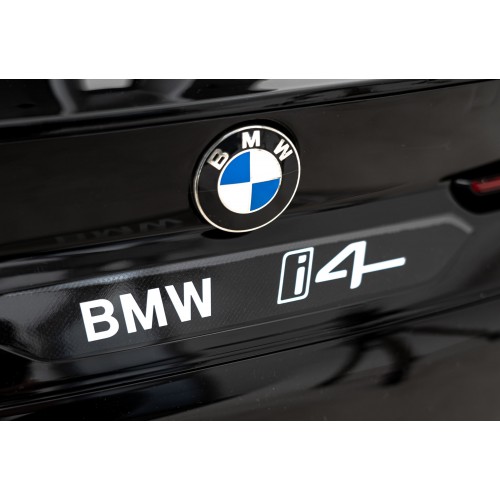 Auto BMW I4 na batériu pre deti Čierne + Pomalý štart + EVA + Ekokoža + Audio LED + Ovládač