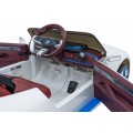 Auto BMW I4 na batériu pre deti Biele + Pomalý štart + EVA + Ekokoža + Audio LED + Ovládač