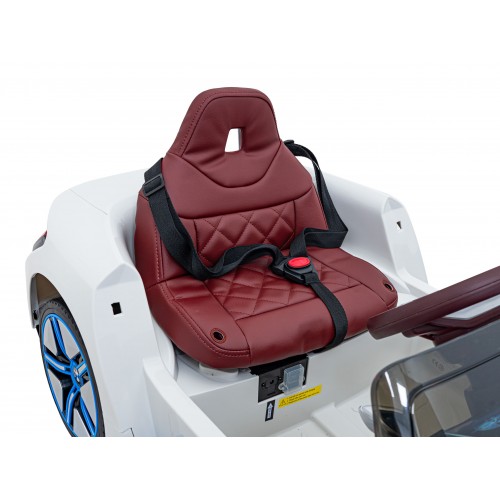 Auto BMW I4 na batériu pre deti Biele + Pomalý štart + EVA + Ekokoža + Audio LED + Ovládač