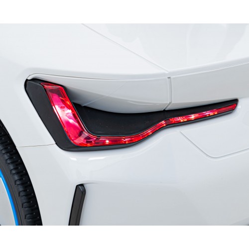 Auto BMW I4 na batériu pre deti Biele + Pomalý štart + EVA + Ekokoža + Audio LED + Ovládač