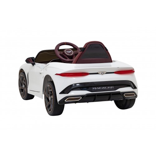 Auto Bentley Bacalar na batériu pre deti Biely + Ovládač + EVA + Pomalý štart + Audio LED