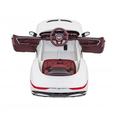 Auto Bentley Bacalar na batériu pre deti Biely + Ovládač + EVA + Pomalý štart + Audio LED