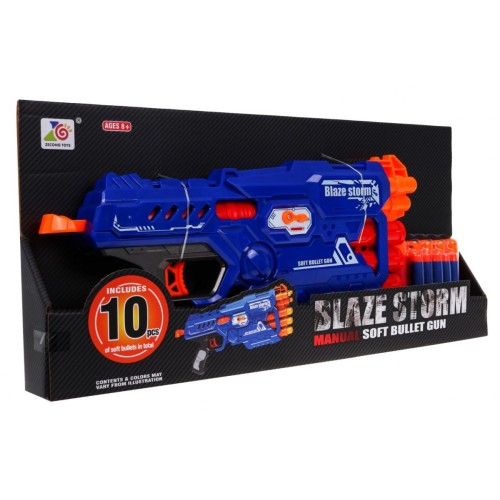 6-hlavňová Puška pre deti 8+ Blaze Storm 10 dlhých Nábojov z peny + Ručný mechanizmus
